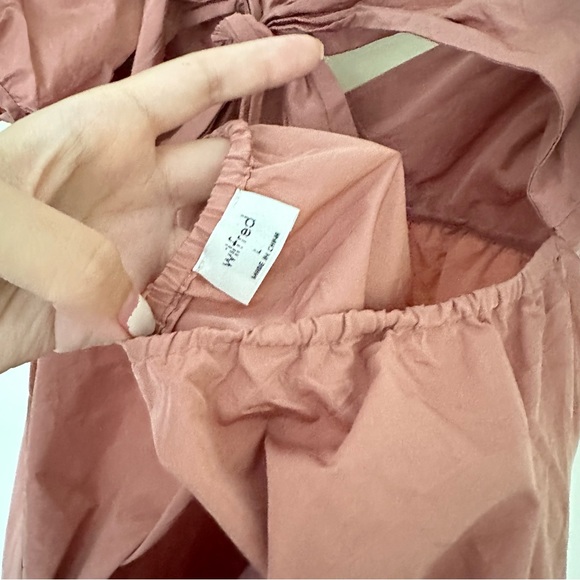 WILFRED Heirloom Pink Puffy Sleeve Tie Back Opera Mini Dress - Picture 8 of 11